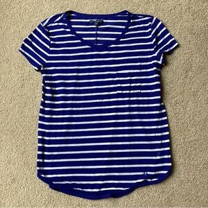 American Eagle AE Stripe Blue T Shirt Oversized XS